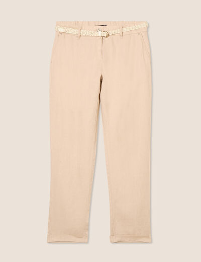 Pantalon flou ceinturé sable femme