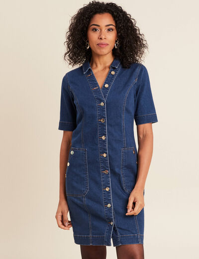 Robe droite en jean denim stone femme