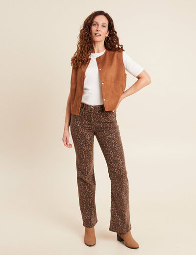 veste doublée bas resserré sans col marron femme