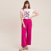 Pantalon large fluide rose fushia femme