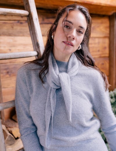 &Eacute;charpe en cachemire gris clair femme