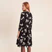 Robe courte &eacute;vas&eacute;e col v manches 3/4 noir femme