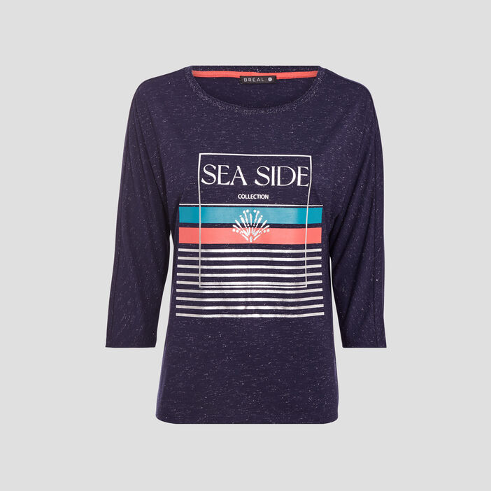 T-shirt manches 3/4 bleu foncé femme
