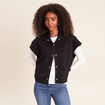 Gilet manches courtes col camionneur noir femme
