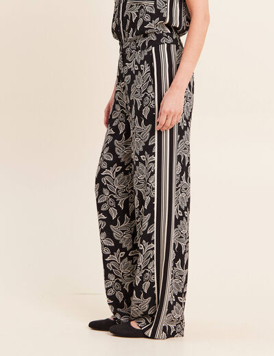 Pantalon fluide coupe large noir femme