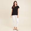 T-shirt bi-mati&egrave;re manches courtes noir femme