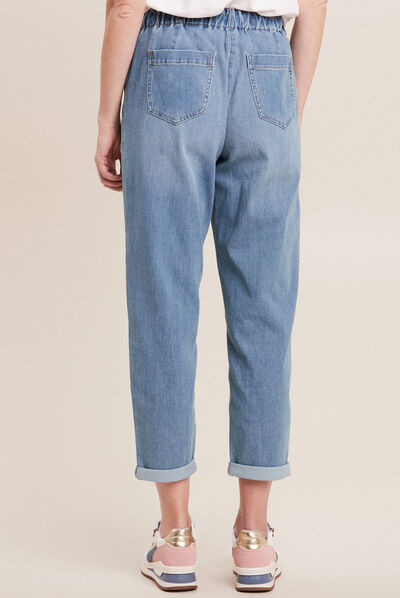 Jean large à coulisse denim double stone femme