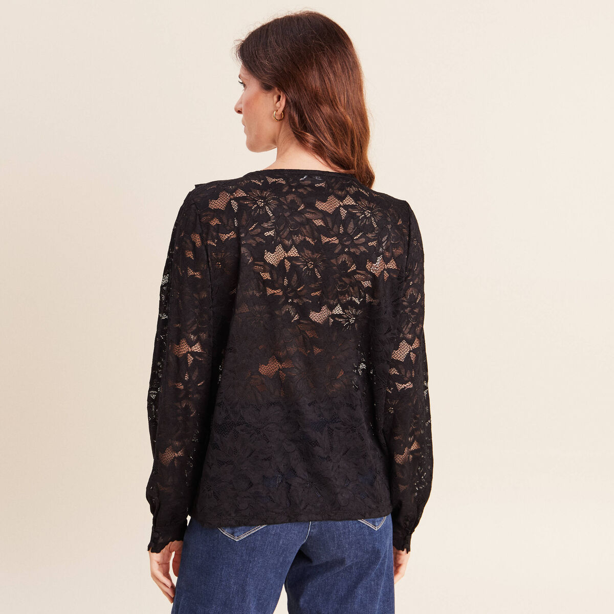 Blouse en dentelle noir femme