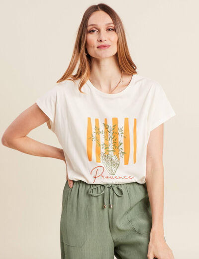 T-shirt manches courtes ecru femme