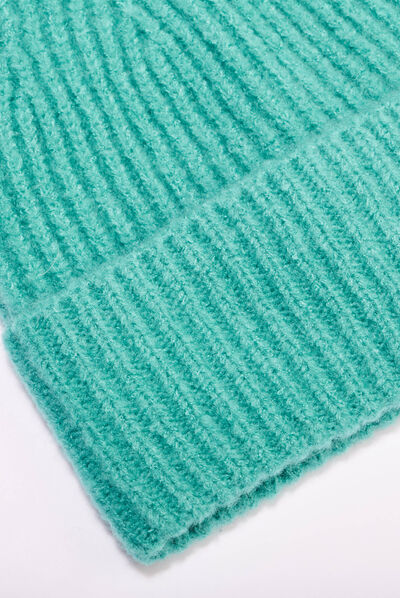 Bonnet tricoté bleu canard femme