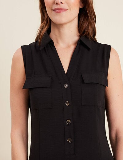Robe longue évasée noir femme