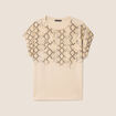 T-shirt col rond manches courtes beige femme