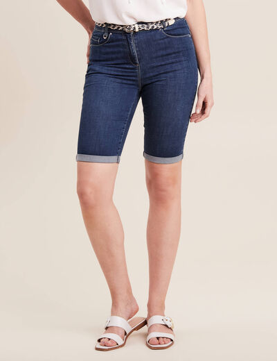 Bermuda ajusté en jean denim brut femme