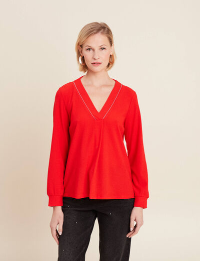 T-shirt manches longues orange foncé femme