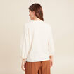 blouse macramé col V manches 3/4 ecru femme
