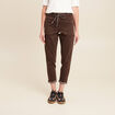 Jean large à coulisse marron foncé femme