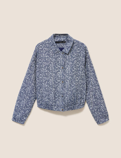 Veste jean doubl&eacute;e bleu femme