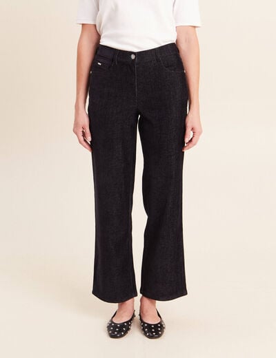 Jean taille haute en velours denim brut femme