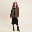 Manteau droit laine mouton vert kaki femme