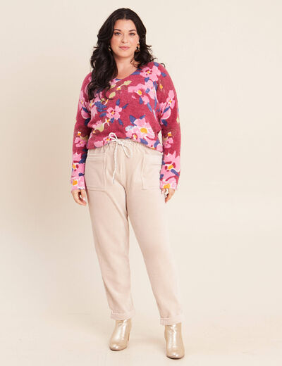Pantalon coupe mom en velours sable femme
