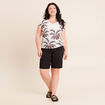 T-shirt col v manches courtes ecru femme