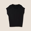 T-shirt bi-mati&egrave;re manches courtes noir femme