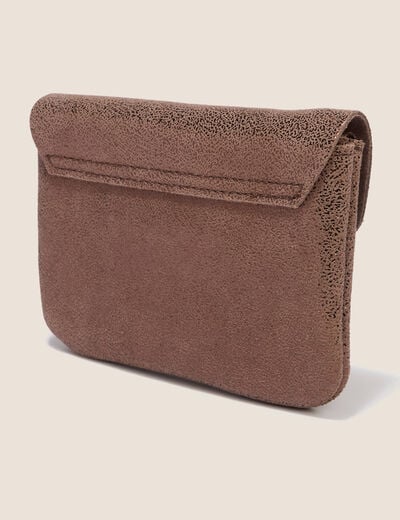Porte-monnaie en cro&ucirc;te de cuir couleur cuivre femme