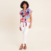 Chemise ample courte &agrave; manches courtes multicolore femme