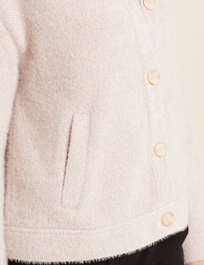 Veste droite manches longues beige femme