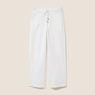Pantalon large taille haute blanc femme