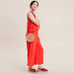 Pantalon large élastiqué orange femme