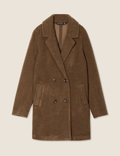 Manteau boutonnage croisé marron foncé femme