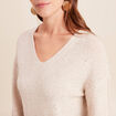 Pull col v manches longues &agrave; sequins couleur or femme