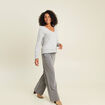 Pull col v &agrave; sequins gris clair femme