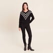 Pull col v noir femme
