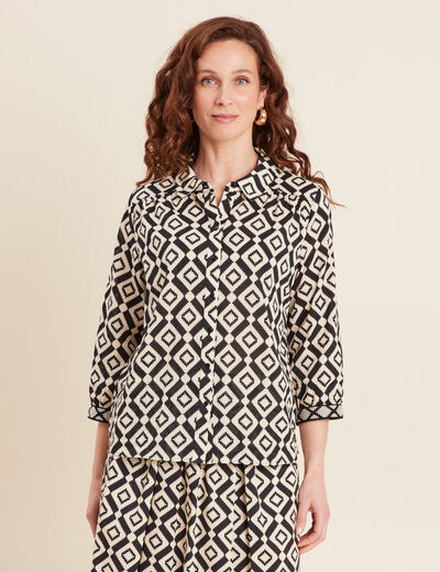 Chemise manches 3/4 noir femme