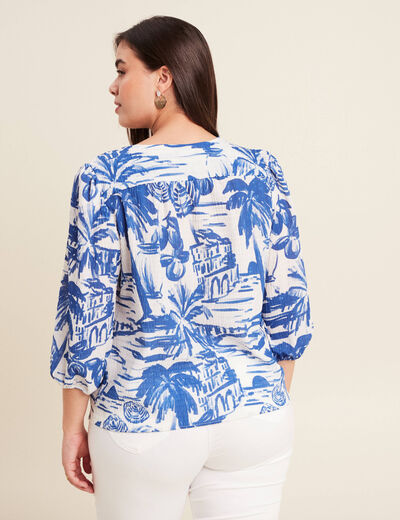 Blouse manches 3/4 blanc femme
