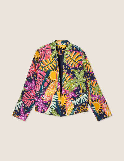 Veste courte col châle multicolore femme