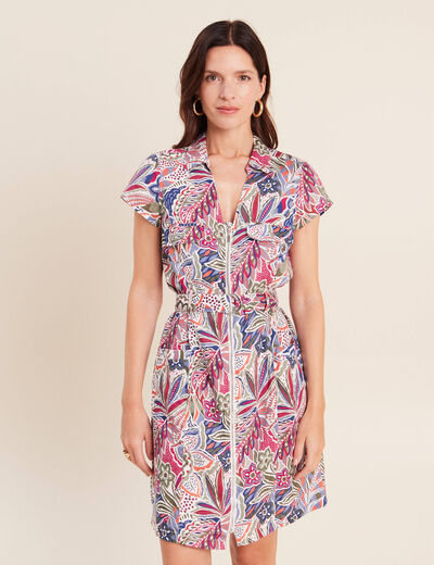 Robe droite zipp&eacute;e mauve femme