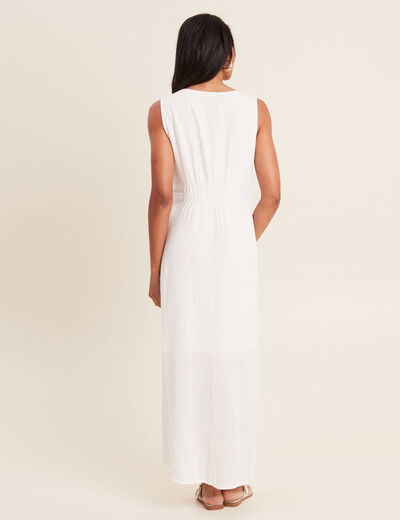 Robe longue évasée ecru femme