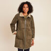 Manteau cintr&eacute; mi-long vert kaki femme
