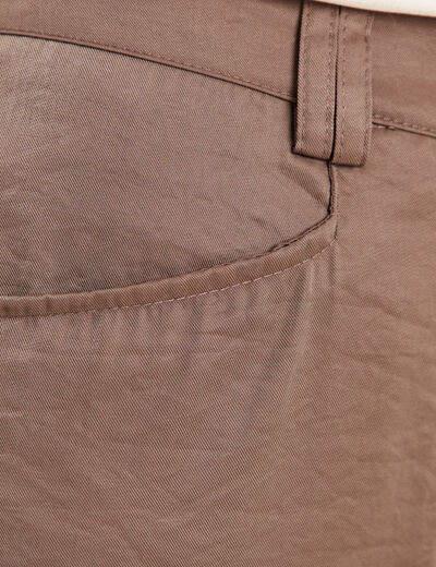 Pantalon large taille haute taupe femme