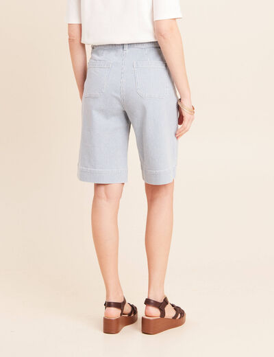 Bermuda casual taille haute bleu femme