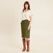 Jupe crayon vert olive femme