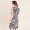 Robe droite courte sans manches col v bleu femme