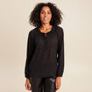 Blouse fluide col v manches longues noir femme