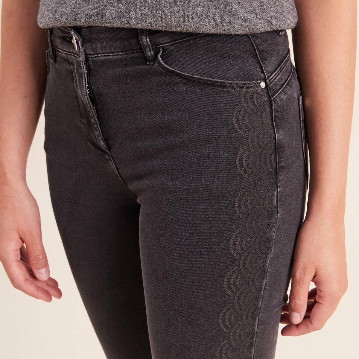 Pantalon magique l'unique denim gris femme