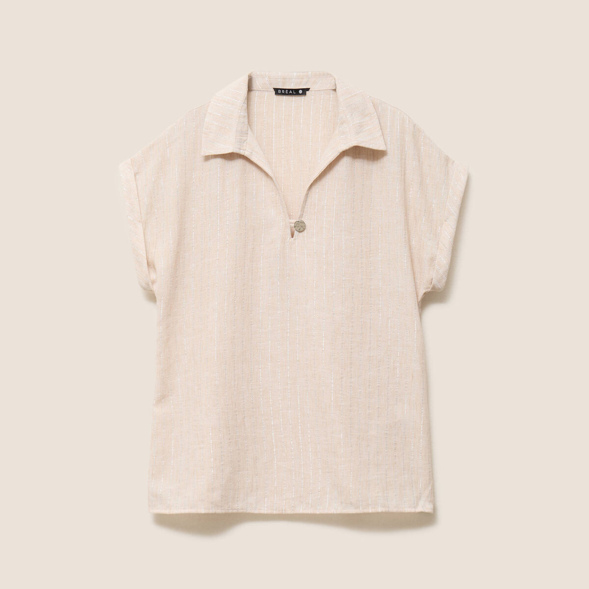 Blouse manches courtes fluide beige femme