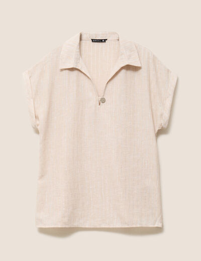 Blouse manches courtes fluide beige femme
