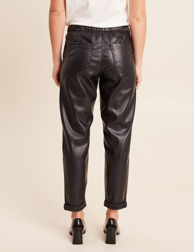 Pantalon coupe mom simili cuir noir femme
